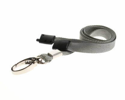 Plain Grey Lanyards (100 Pack) - Metal Clips