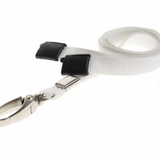 Plain White Lanyards (100 Pack) - Metal Clips