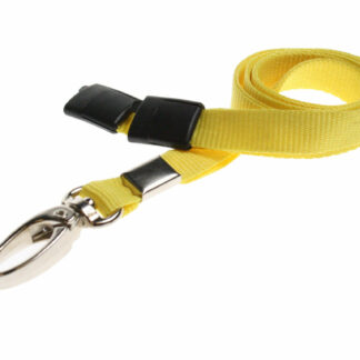 Plain Yellow Lanyards (100 Pack) - Metal Clips