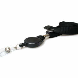 Plain 16mm Tubular Flexiweave Breakaway Lanyards with Badge Reel (Pack of 50) (Black)