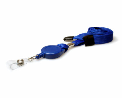 Plain 16mm Tubular Flexiweave Breakaway Lanyards with Badge Reel (Pack of 50) (Blue)