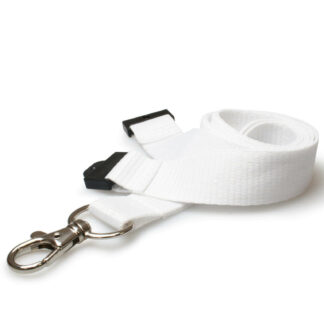 20mm White Lanyards (100 Pack) - Trigger Clip and Safety Breakaway