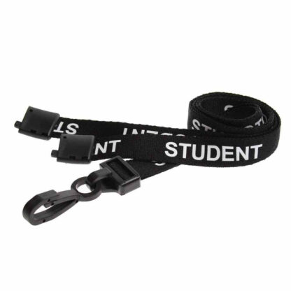 rPET Black Student Lanyards with Plastic J Clip (Pack of 100)