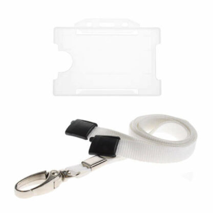 Clear ID Card Holder and Lanyard with Metal Clip