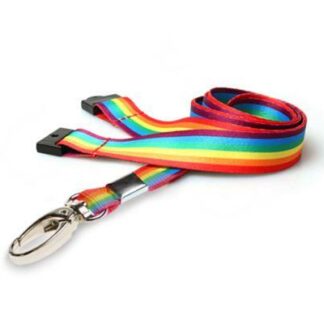 Rainbow LGBT Lanyard with Safety Breakaway and Metal Lobster Clip