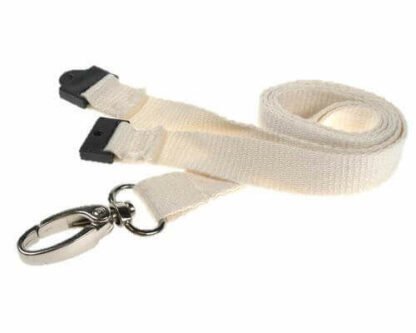 White Bamboo Biodegradable Lanyards with Metal Lobster Clip (100 Pack)