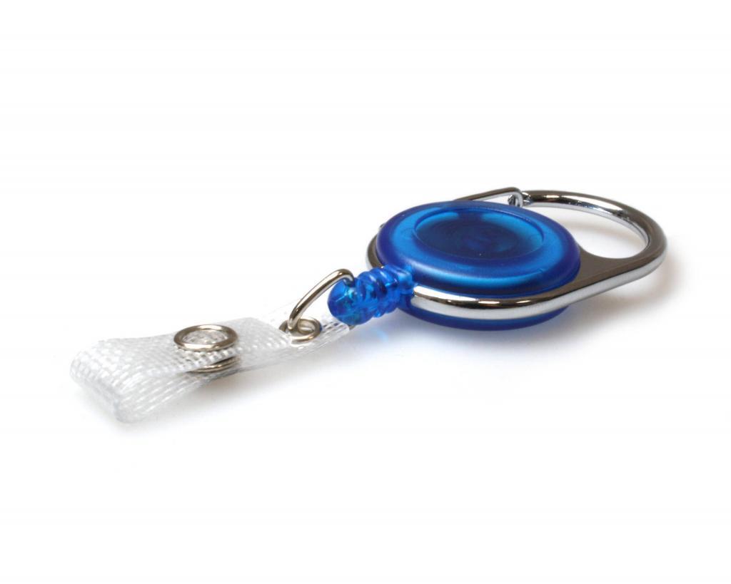 Blue Carabiner Badge Reels with Strap Clip (Pack of 50)