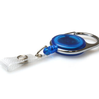 Blue Carabiner Badge Reels with Strap Clip (Pack of 50)