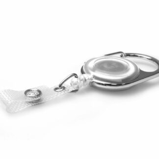 White Carabiner ID Badge Reels with Strap Clip (Pack of 50)