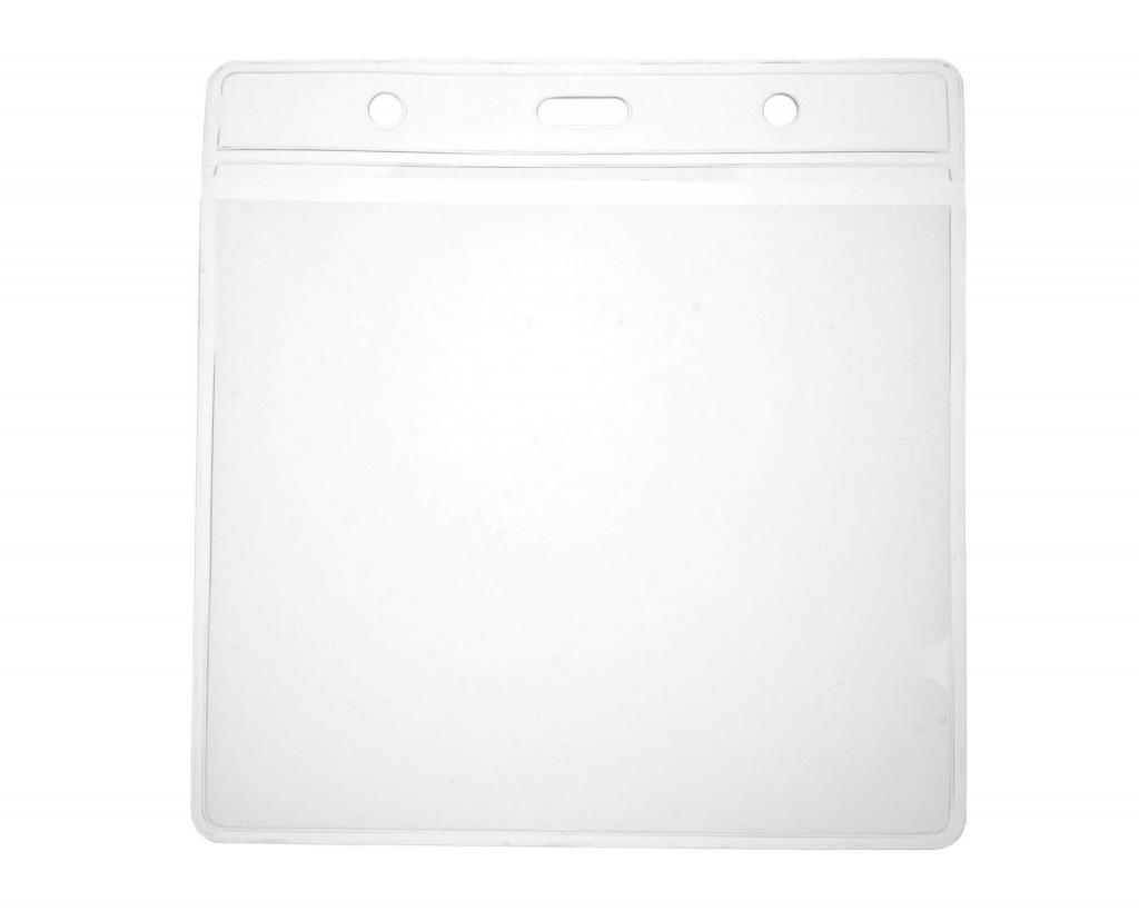 Clear Vinyl Visitor ID Card Holders with 118x112mm Insert (Pack of 100)