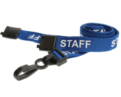 rPET Blue Staff Lanyards with Plastic J Clip (100 Pack)