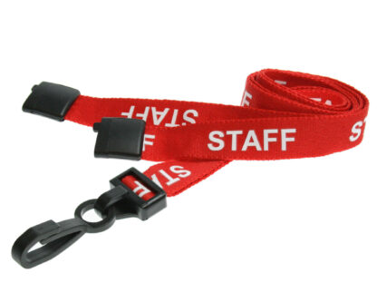 rPET Red Staff Lanyards with Plastic J Clip (100 Pack)