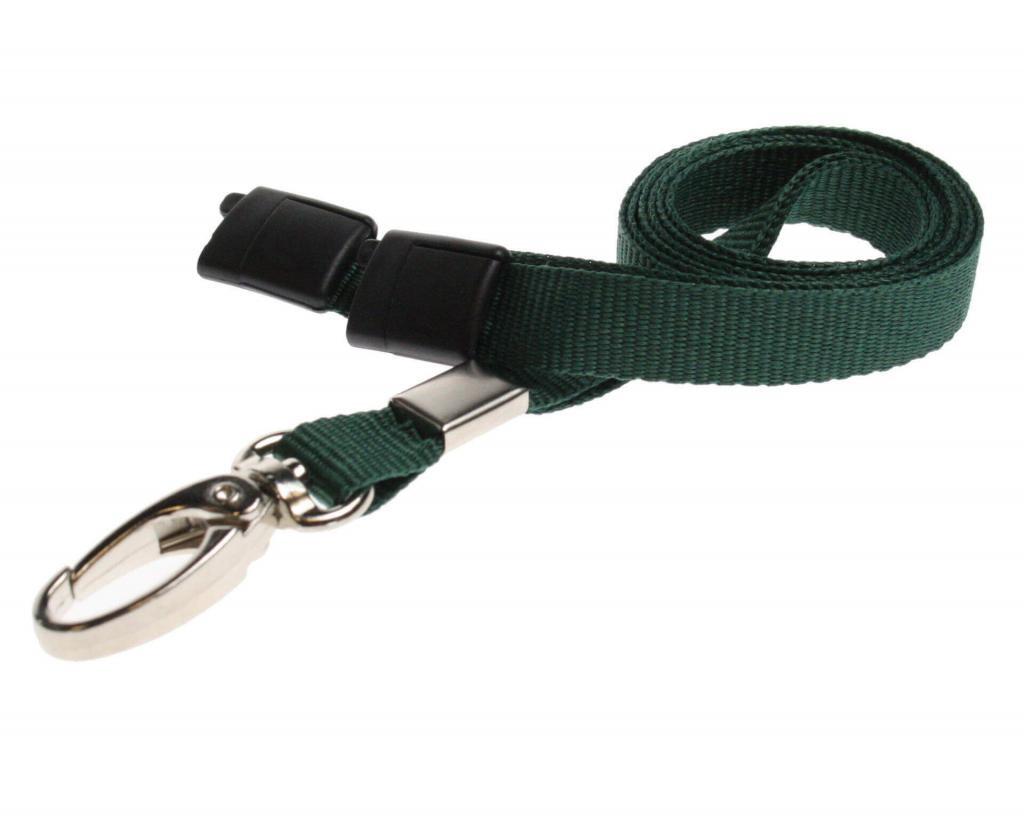 Plain Dark Green Lanyards (100 Pack) - Metal Clips