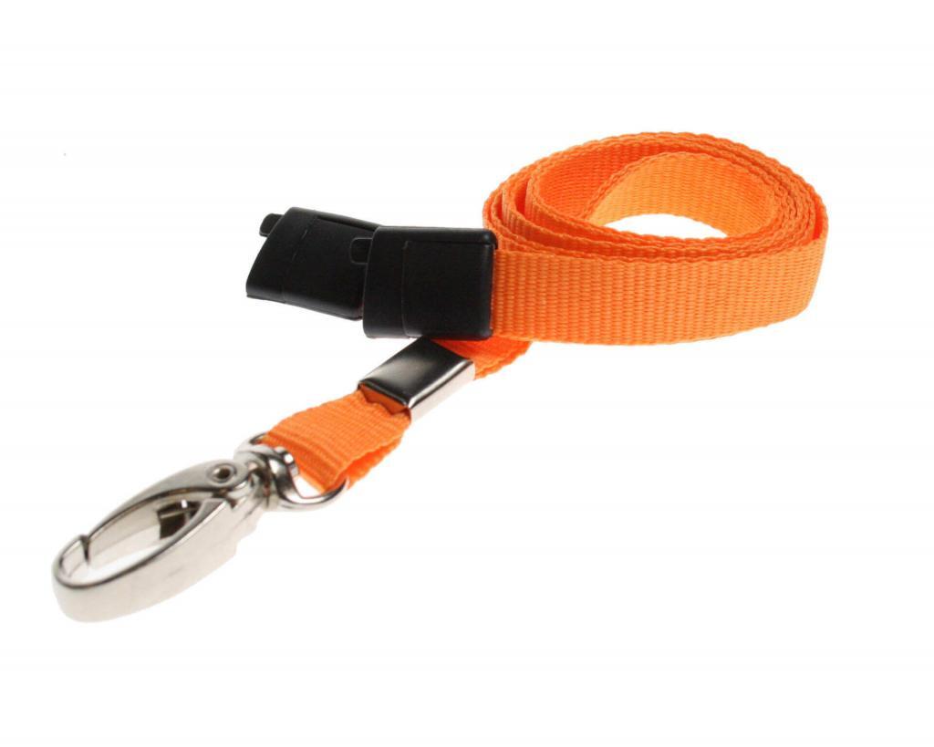 Plain Orange Lanyards (100 Pack) - Metal Clips