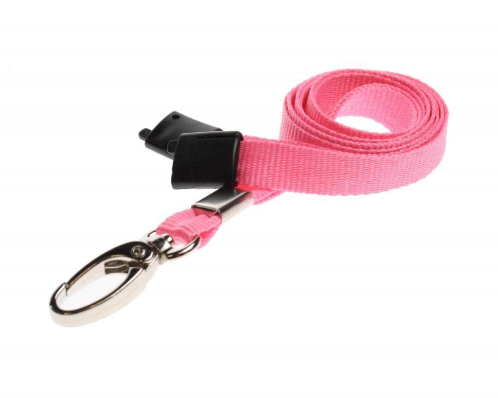 Plain Pink Lanyards (100 Pack) - Metal Clips