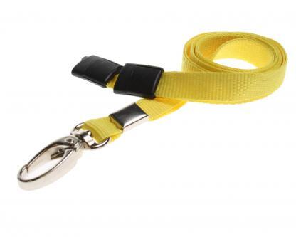 Plain Yellow Lanyards (100 Pack) - Metal Clips