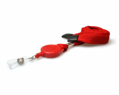 Plain 16mm Tubular Flexiweave Breakaway Lanyards with Badge Reel (Pack of 50) (Red)