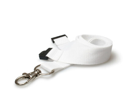 20mm White Lanyards (100 Pack) - Trigger Clip and Safety Breakaway