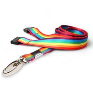 Rainbow LGBT Lanyard with Safety Breakaway and Metal Lobster Clip