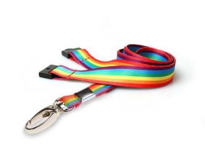 Rainbow LGBT Lanyard with Safety Breakaway and Metal Lobster Clip