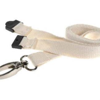 White Bamboo Biodegradable Lanyards with Metal Lobster Clip (100 Pack)