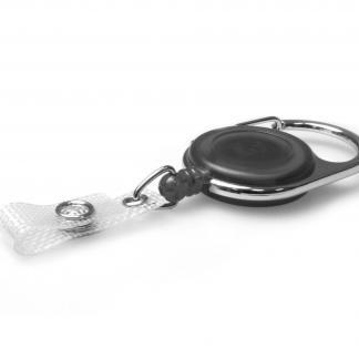 Black Carabiner ID Badge Reels with Strap Clip (Pack of 50)