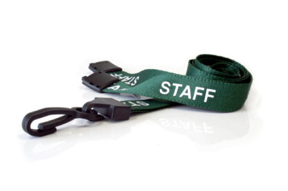 rPET Green Staff Lanyards with Plastic J Clip (100 Pack)