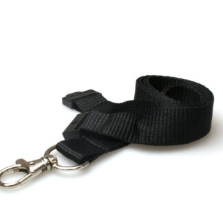 20mm Black Lanyards (100 Pack) - Trigger Clip and Safety Breakaway