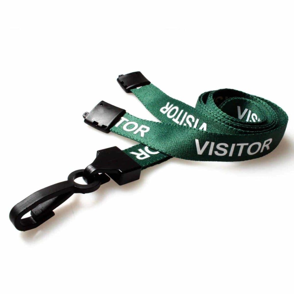 rPET Green Visitor Lanyards with Plastic J Clip (100 Pack)